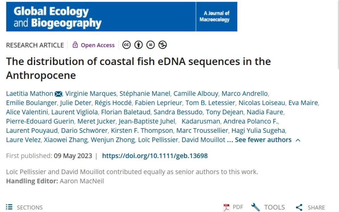 Distribution des séquences d’ADNe de poissons côtiers dans l’anthropocène
